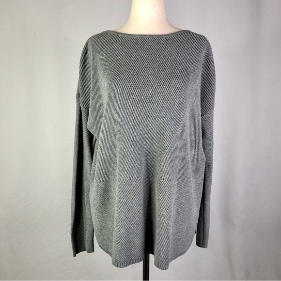 J. Jill all-over ribbed sweater boxy fit drop sleeves mitered angle S - Picture 1 of 10
